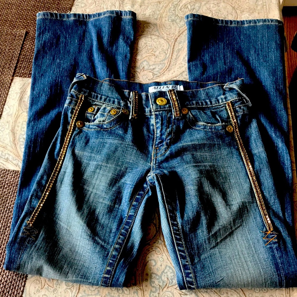 Vintage Allen B. By Allen Schwartz sz 27 jeans gold accent sides belt loops